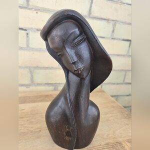 Vintage Wooden Bust Carving